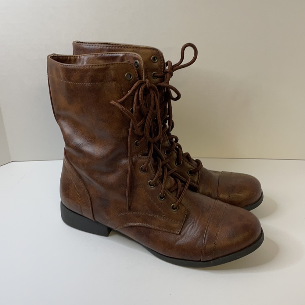 Brown combat boots